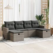 Loungeset 6-delig poly rattan grijs