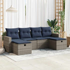 6-piece Lounge Set with Cushions Poly Rattan Grey