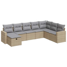 8-delige Loungeset met kussens poly rattan beige