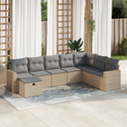 8-delige Loungeset met kussens poly rattan beige