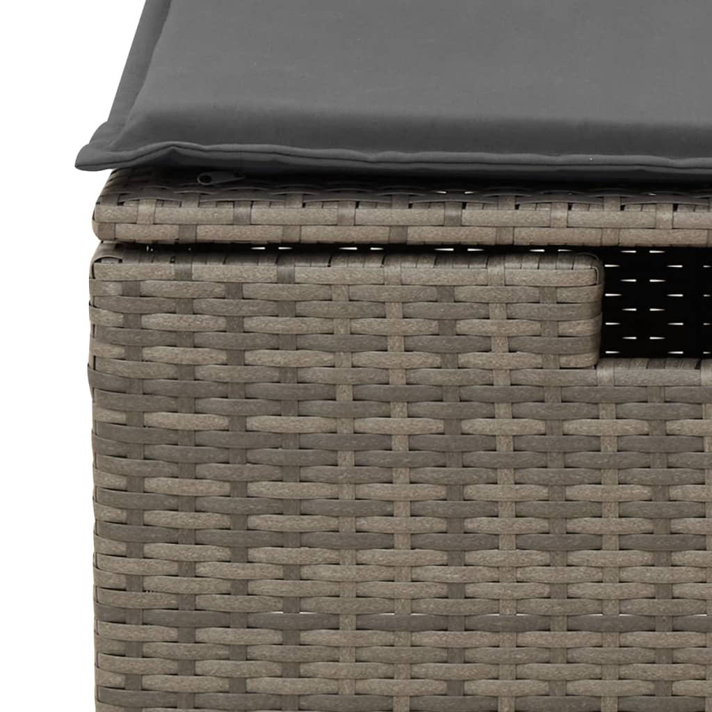 8-delige Loungeset met kussens poly rattan grijs