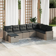 Loungeset 8-delig poly rattan grijs