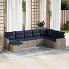 8-piece Lounge Set with Cushions Poly Rattan Grey