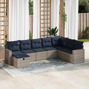 8-piece Lounge Set with Cushions Poly Rattan Grey