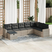 Loungeset 8-delig polyrattan lichtgrijs