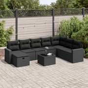Loungeset 9-delig poly rattan zwart