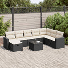 9-piece lounge set with cushions poly rattan black