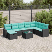 Loungeset 9-delig poly rattan zwart