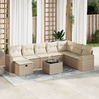 Loungeset poly rattan 9-delig beige
