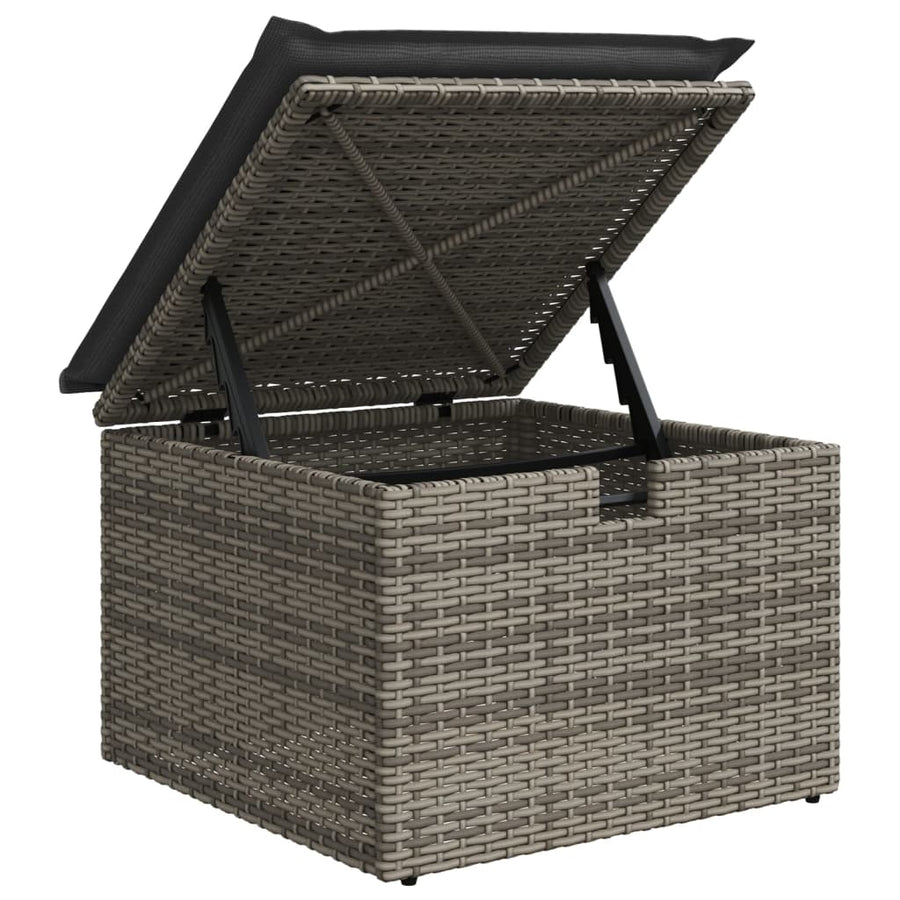 9-delige Loungeset met kussens poly rattan grijs