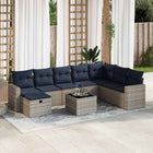 9-piece Loungeset with cushions poly rattan grey