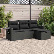 Loungeset 4-delig poly rattan zwart