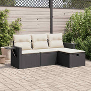 Loungeset 4-delig poly rattan zwart