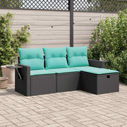 Loungeset 4-delig poly rattan zwart
