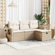 Loungeset 4-delig poly rattan beige