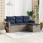 4-piece Lounge Set with cushions poly rattan grey