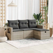 Loungeset 4-delig poly rattan lichtgrijs