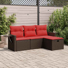 Loungeset poly rattan 4-delig bruin