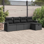 Loungeset poly rattan 5-delig zwart