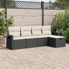 5-Piece Loungeset with Cushions Poly Rattan Black