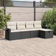Loungeset 5-delig poly rattan zwart