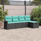 5-Piece Loungeset with Cushions Poly Rattan Black