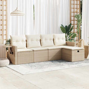 Loungeset 5-delig poly rattan beige