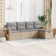 Loungeset 5-delig poly rattan beige
