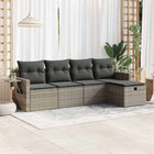 Loungeset poly rattan 5-delig grijs