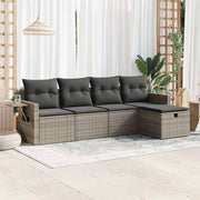 Loungeset poly rattan 5-delig grijs