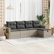 Loungeset 5-delig poly rattan lichtgrijs