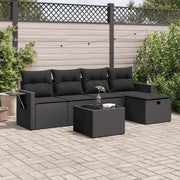 Loungeset 6-delig poly rattan zwart