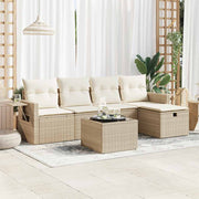Loungeset 6-delig poly rattan beige