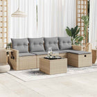 6-piece Lounge Set with cushions poly rattan beige