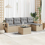 Loungeset 6-delig poly rattan beige