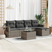 Loungeset 6-delig poly rattan grijs