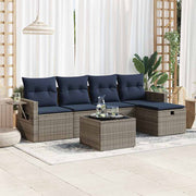 Loungeset 6-delig poly rattan grijs