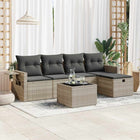 Loungeset 6-delig poly rattan lichtgrijs