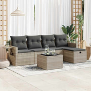 Loungeset 6-delig poly rattan lichtgrijs