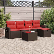 Loungeset 6-delig poly rattan bruin