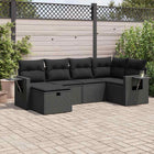 6-piece Lounge Set with Cushions Poly Rattan Black