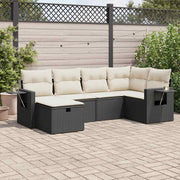 Loungeset poly rattan zwart 6-delig