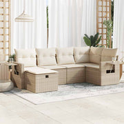 Loungeset 6-delig poly rattan beige