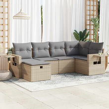 6-delige Loungeset met kussens poly rattan beige
