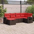 6-piece Lounge Set with Cushions Poly Rattan Brown