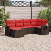 Loungeset 6-delig poly rattan bruin