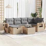Loungeset 7-delig poly rattan beige