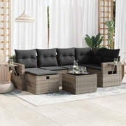 Loungeset 7-delig poly rattan grijs