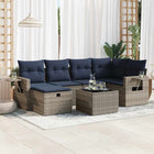 7-piece Lounge Set with Cushions poly rattan grey