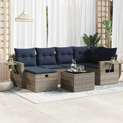 Loungeset 7-delig poly rattan grijs
